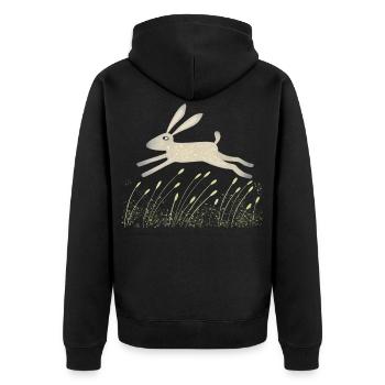 Hare - Unisex Premium Organic Zip Hoodie - black - Back - Nico (187cm)