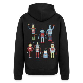 Roboter - Unisex Premium Bio Zip Hoodie - Schwarz - Hinten - Nico (187cm)