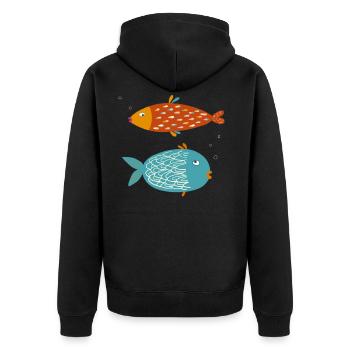 Sarcastic Fish - Unisex Premium Organic Zip Hoodie - black - Back - Nico (187cm)