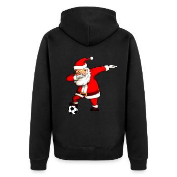 Dabbing Fußball Weihnachtsmann fussball Santa - Unisex Premium Bio Zip Hoodie - Schwarz - Hinten - Nico (187cm)