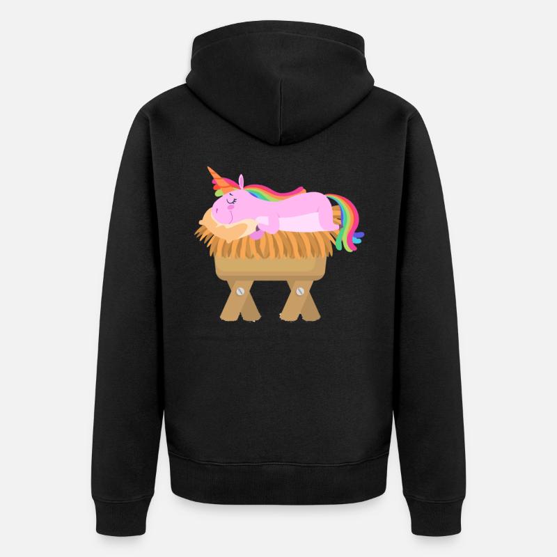 Licorne Jésus dans la crèche - Veste à capuche bio Premium Unisexe - noir