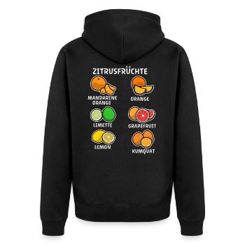 Sechs Arten von Zitrusfrüchten - Unisex Premium Bio Zip Hoodie - Schwarz - Hinten - Nico (187cm)