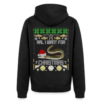 Angler Christmas motif with eel ugly christmas - Unisex Premium Organic Zip Hoodie - black - Back - Nico (187cm)