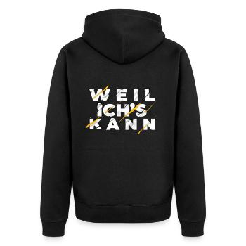 weil ich's kann - Unisex Premium Bio Zip Hoodie - Schwarz - Hinten - Nico (187cm)
