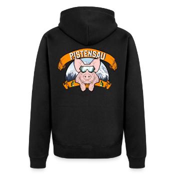 Eine richtige Pistensau - Apres Ski Party - Unisex Premium Bio Zip Hoodie - Schwarz - Hinten - Nico (187cm)