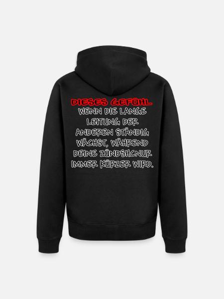 Lange Leitung Kurze Zündschnur weiss - Unisex Premium Bio Zip Hoodie - Schwarz
