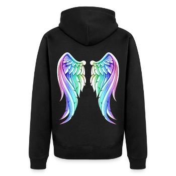 Unicorn Wings lustige Geschenkidee Einhorn Mädchen - Unisex Premium Bio Zip Hoodie - Schwarz - Hinten - Nico (187cm)