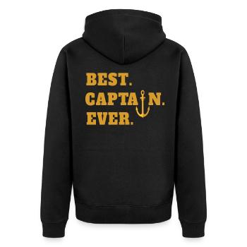 Best Captain Ever captain anchor ship water - Unisex Premium Organic Zip Hoodie - black - Back - Nico (187cm)