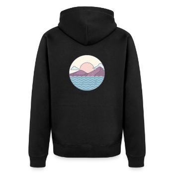 Schöne Natur Landschaft mit Bergen Wasser Berg - Unisex Premium Bio Zip Hoodie - Schwarz - Hinten - Nico (187cm)