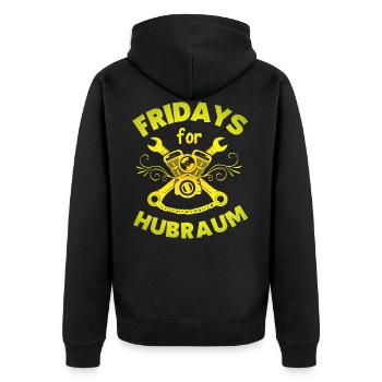 Fridays for Hubraum slogan Lustig kolben - Unisex Premium Organic Zip Hoodie - black - Back - Nico (187cm)
