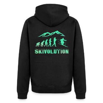 Ski Evolution Skifahrer Schnee Winter - Unisex Premium Bio Zip Hoodie - Schwarz - Hinten - Nico (187cm)