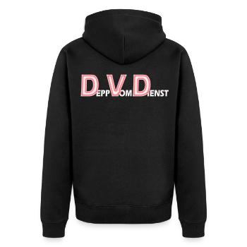 dvd depp vom dienst weiss - Unisex Premium Bio Zip Hoodie - Schwarz - Hinten - Nico (187cm)