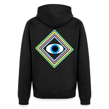 Oeil carré - Veste à capuche bio Premium Unisexe - noir - Dos - Nico (187cm)