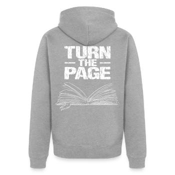 Tournez la page - Veste à capuche bio Premium Unisexe - gris chiné - Dos - Nico (187cm)