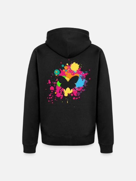 Schmetteling Farbkleckse - Unisex Premium Bio Zip Hoodie - Schwarz
