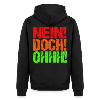 Nein Doch Ohhh - Unisex Premium Bio Zip Hoodie - Schwarz - Hinten - Nico (187cm)