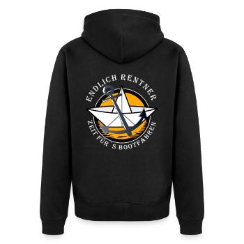 Rentner Segler Skipper Rente Kapitän Yacht Boote - Unisex Premium Bio Zip Hoodie - Schwarz - Hinten - Nico (187cm)