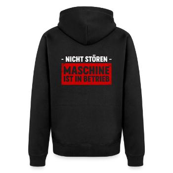 Maschine in Betrieb Fitness Gym - Unisex Premium Bio Zip Hoodie - Schwarz - Hinten - Nico (187cm)