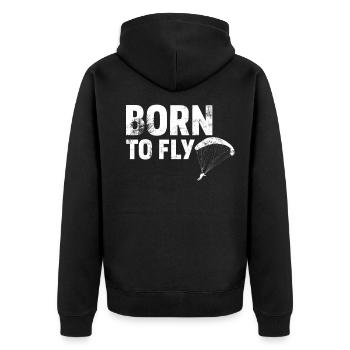 Born to fly paragliding - Unisex Premium Organic Zip Hoodie - black - Back - Nico (187cm)