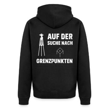 Auf der Suche nach Grenzpunkten Vermesser - Unisex Premium Bio Zip Hoodie - Schwarz - Hinten - Nico (187cm)