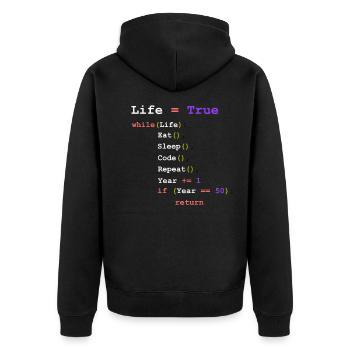 Eat Sleep Code Repeat - programmer - Unisex Premium Organic Zip Hoodie - black - Back - Nico (187cm)
