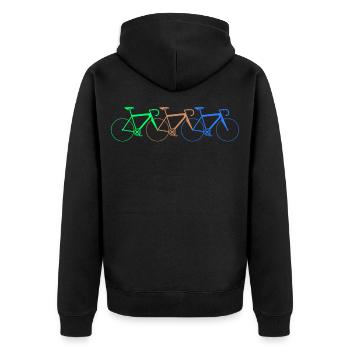 3 Bunte Rennräder - Unisex Premium Bio Zip Hoodie - Schwarz - Hinten - Nico (187cm)