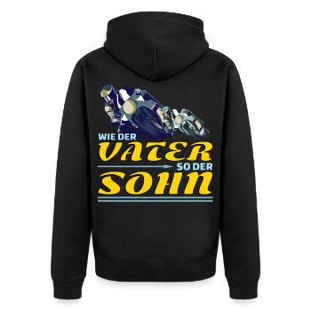 Motorradfahrer Motorsport Vater Sohn Geschenk - Unisex Premium Bio Zip Hoodie - Schwarz - Hinten - Nico (187cm)