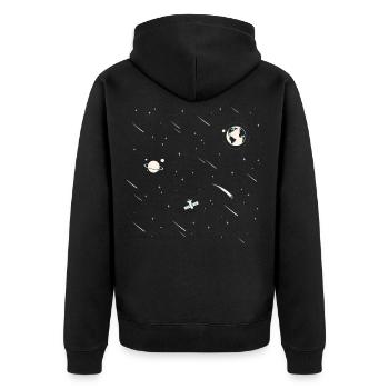 Space Astronaut Planet Rocket - Unisex Premium Organic Zip Hoodie - black - Back - Nico (187cm)