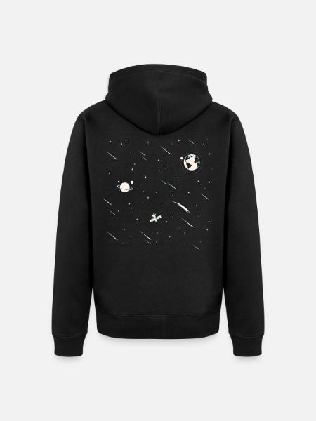 Space Astronaut Planet Rocket - Unisex Premium Organic Zip Hoodie - black