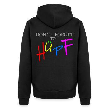 Don't forget to bounce for dark background - Unisex Premium Organic Zip Hoodie - black - Back - Nico (187cm)