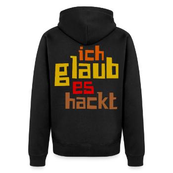 Ich Glaub Es Hackt - Unisex Premium Bio Zip Hoodie - Schwarz - Hinten - Nico (187cm)