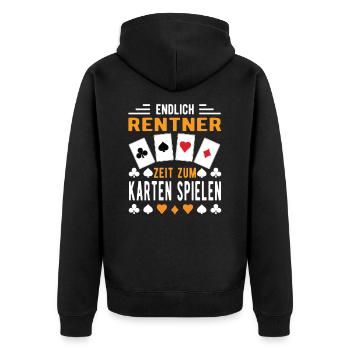 Endlich Rentner Zeit zum Karten spielen - Unisex Premium Bio Zip Hoodie - Schwarz - Hinten - Nico (187cm)