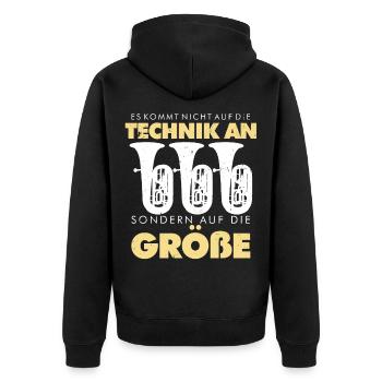 Tuba nicht auf die Technik Blasmusik Tubist Tuba - Unisex Premium Bio Zip Hoodie - Schwarz - Hinten - Nico (187cm)