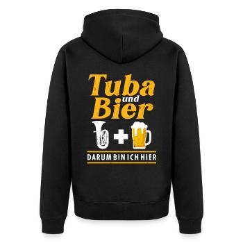 Tuba und Bier Blasmusik Alkohol Tubist Tuba - Unisex Premium Bio Zip Hoodie - Schwarz - Hinten - Nico (187cm)