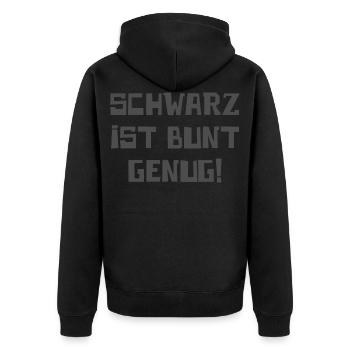Schwarz Ist Bunt Genug Farbe Dunkel coole Geschenk - Unisex Premium Bio Zip Hoodie - Schwarz - Hinten - Nico (187cm)