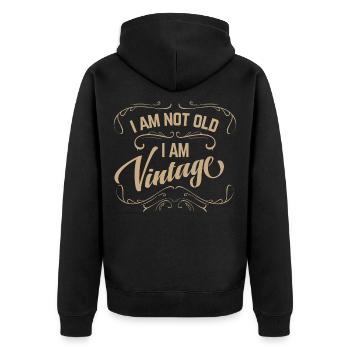 Pas vieux mais vintage - Veste à capuche bio Premium Unisexe - noir - Dos - Nico (187cm)