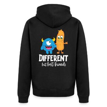 Freunde mit unterschieden Monster - Unisex Premium Bio Zip Hoodie - Schwarz - Hinten - Nico (187cm)