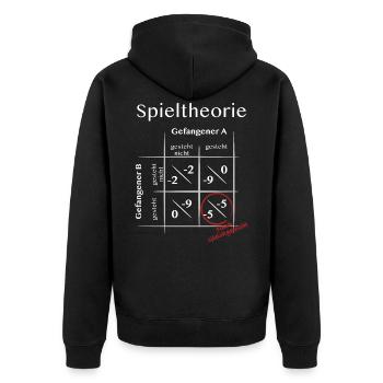 Spieltheorie - Nash-Gleichgewicht hell - Unisex Premium Bio Zip Hoodie - Schwarz - Hinten - Nico (187cm)