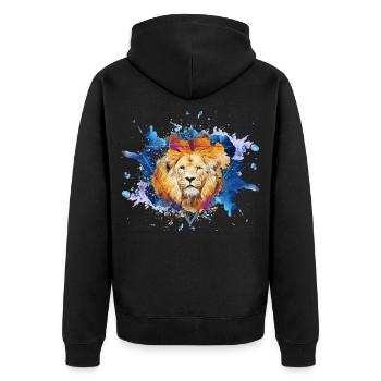 Lion King Jungle Africa Safari Animal - Unisex Premium Organic Zip Hoodie - black - Back - Nico (187cm)