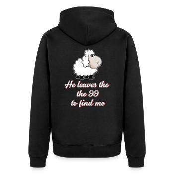 Jesus Christ lost sheep black sheep parable Luke - Unisex Premium Bio Zip Hoodie - Schwarz - Hinten - Nico (187cm)