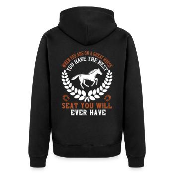 Pferde Reiter Spruch Geschenk Pferdeliebhaber - Unisex Premium Bio Zip Hoodie - Schwarz - Hinten - Nico (187cm)