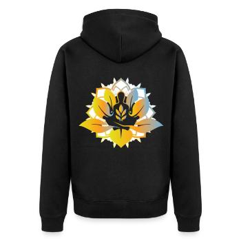 Meditation Lotusblüte Yoga Namaste Geschenkidee Om - Unisex Premium Bio Zip Hoodie - Schwarz - Hinten - Nico (187cm)