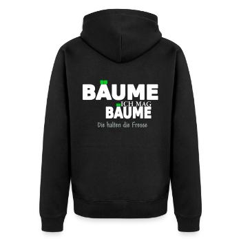 ich mag bäume weiss - Unisex Premium Bio Zip Hoodie - Schwarz - Hinten - Nico (187cm)