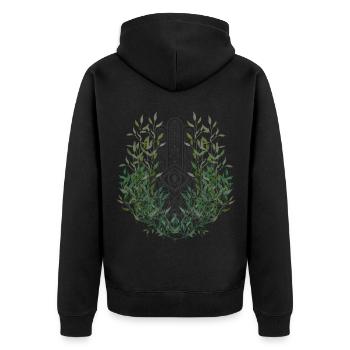 Hand der Hamsa/ Yoga/ Mediation Namaste Lotusblüte - Unisex Premium Bio Zip Hoodie - Schwarz - Hinten - Nico (187cm)
