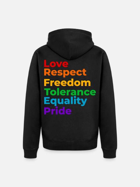 Love Respect Tolerance - Unisex Premium Organic Zip Hoodie - black
