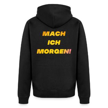Lustiger Faulenzer Chill Spruch Geschenk sprüche - Unisex Premium Bio Zip Hoodie - Schwarz - Hinten - Nico (187cm)