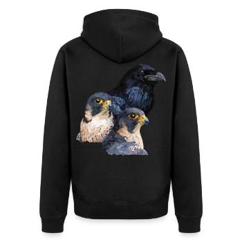 Corbeau et faucons - Veste à capuche bio Premium Unisexe - noir - Dos - Nico (187cm)