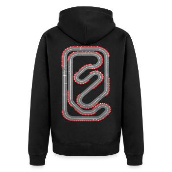 Spielteppich Rennstrecke Massage Rücken - Unisex Premium Bio Zip Hoodie - Schwarz - Hinten - Nico (187cm)