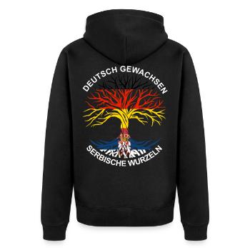 Deutsch Serbisch Deutsch Serbe stolz Geschenk - Unisex Premium Bio Zip Hoodie - Schwarz - Hinten - Nico (187cm)