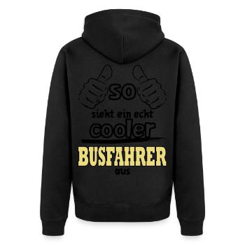 Cooler Busfahrer - Unisex Premium Bio Zip Hoodie - Schwarz - Hinten - Nico (187cm)